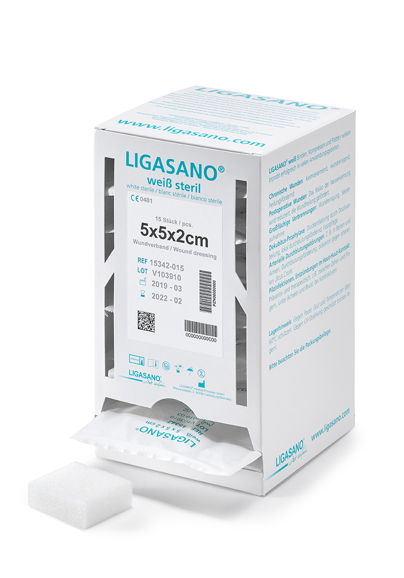 15342-010 LIGASANO weiß steril Spenderbox 5 x 5 x 2 cm